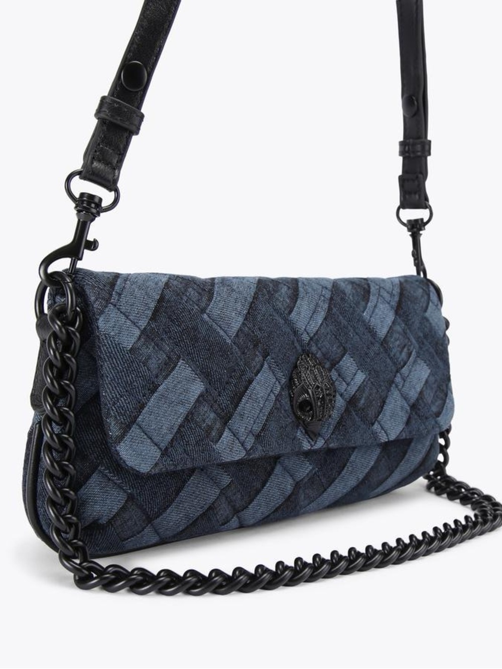 New Kurt Geiger Quilted Denim Chain-Handle Shoulder Bag - Picture 5 of 5